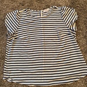 LOFT Black and White Striped Blouse